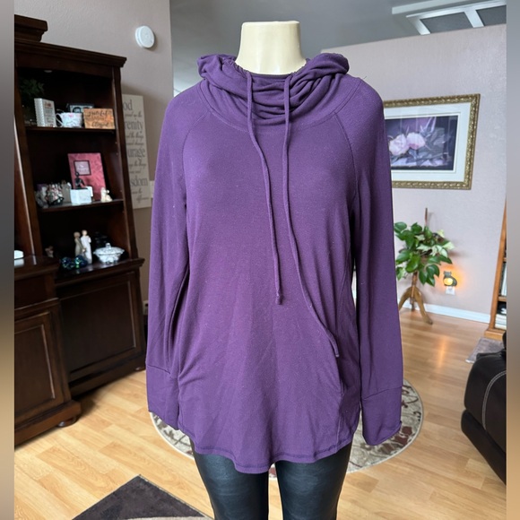 Pink Clover purple cowl neck long sleeve sweatshirt-size L - Picture 4 of 9